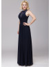 Chic Navy Blue Lace Chiffon Mother Of The Bride Dress 
